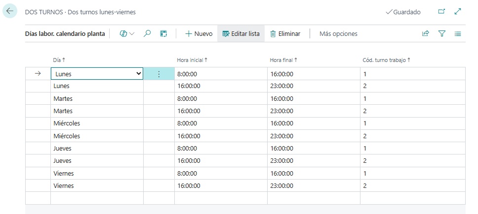 image5 Calendarios de planta en Business Central