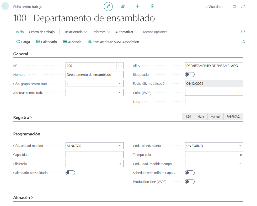 image7 Calendarios de planta en Business Central